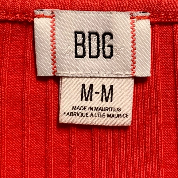 BDG Red Ribbed Long Sleeve Blouse - Picture 2 of 3